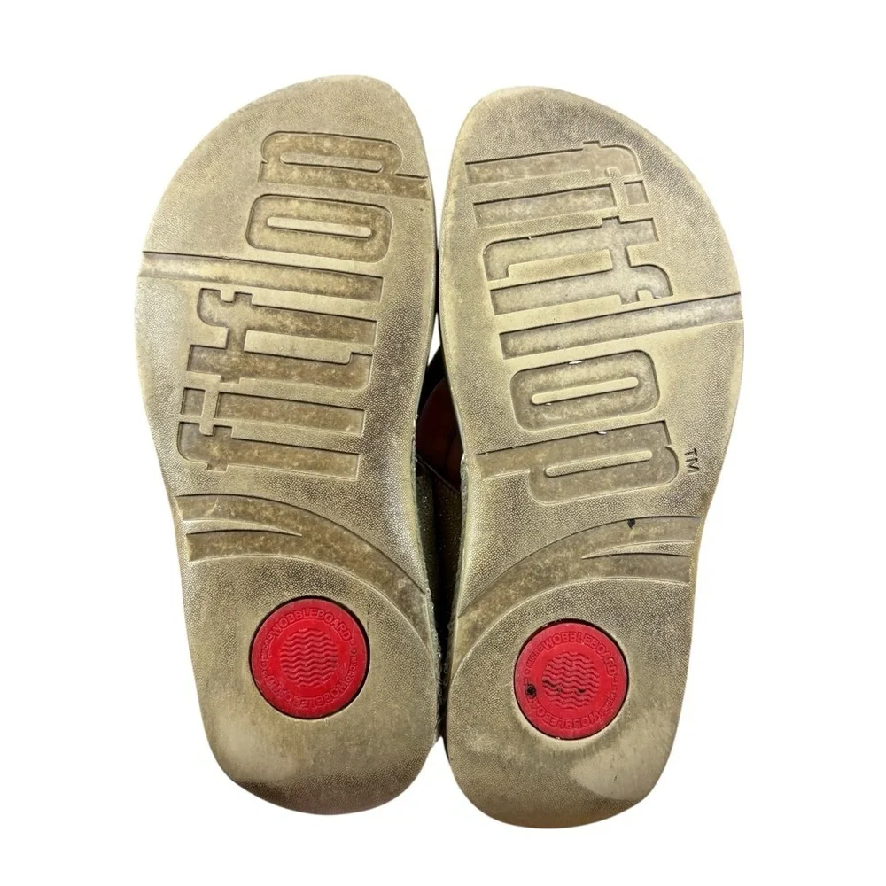 FitFlop Women’s Lulu Crystal Toe-Post Sandals in Latte Beige Measures sz 10